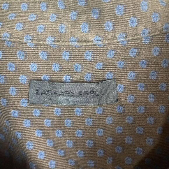 Zachary Prell Brown Blue Polka Dots Button Up Shirt Size XL - Picture 2 of 8